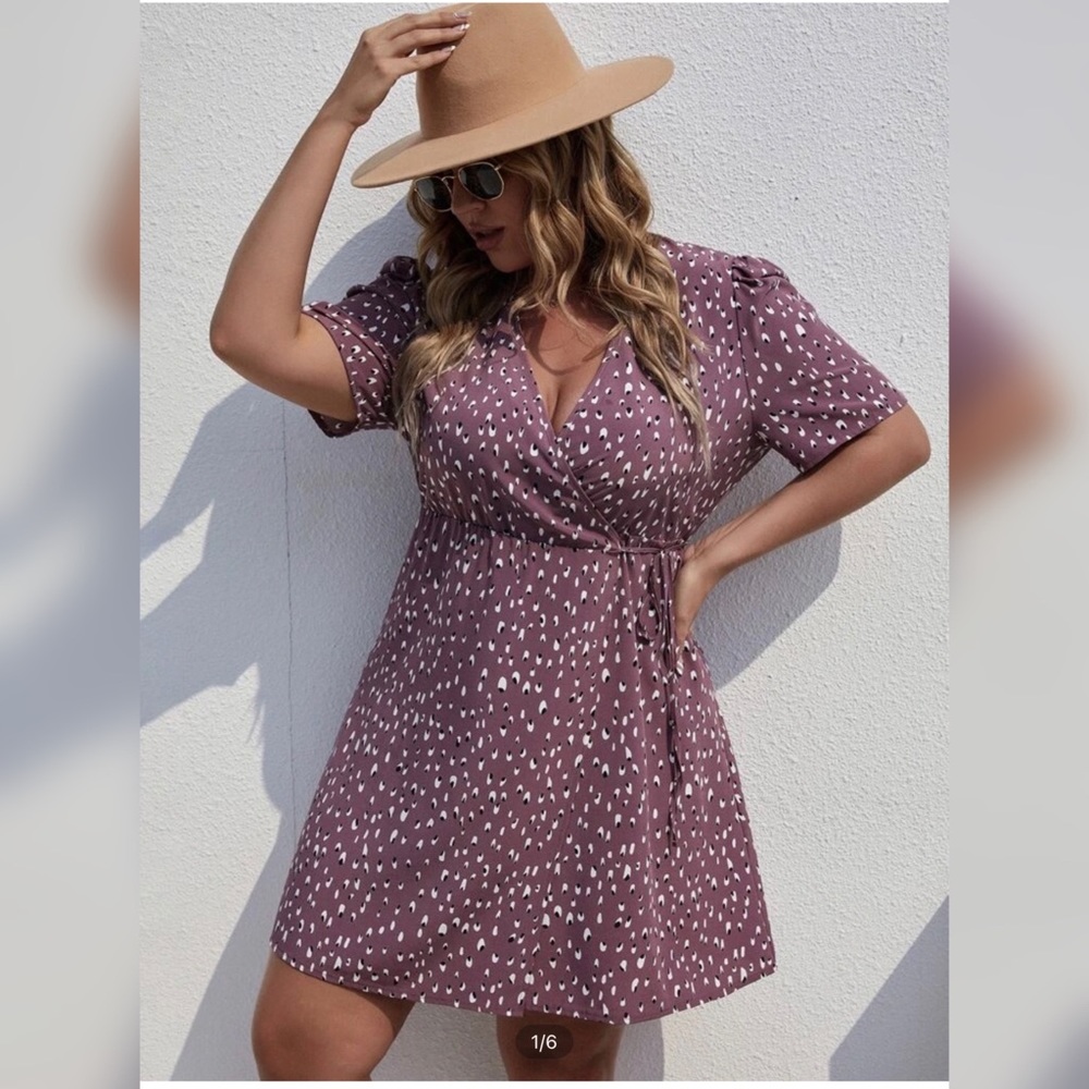 SHEIN Mauve Side Wrap Mini Dress